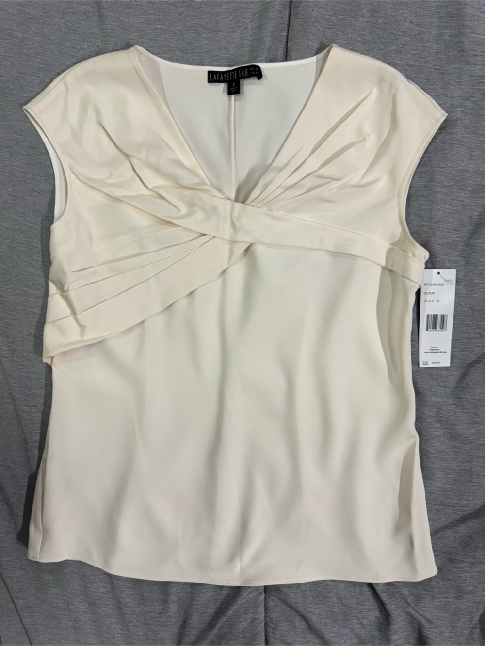 Lafayette 148 New York Cream Sleeveless Twist Blouse